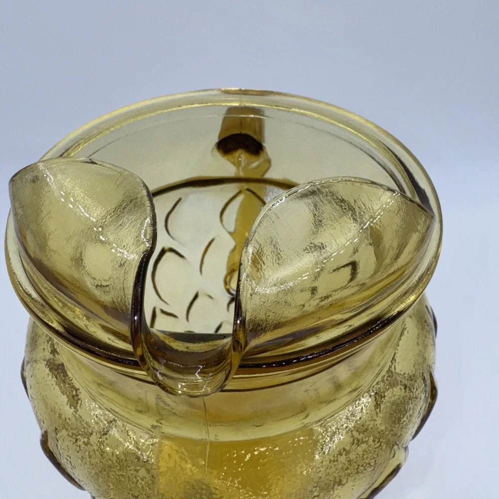 Glass Pitcher w/Ice Lip Anchor Hocking Madrid Amber‎ Honey Gold 78 oz Diamond